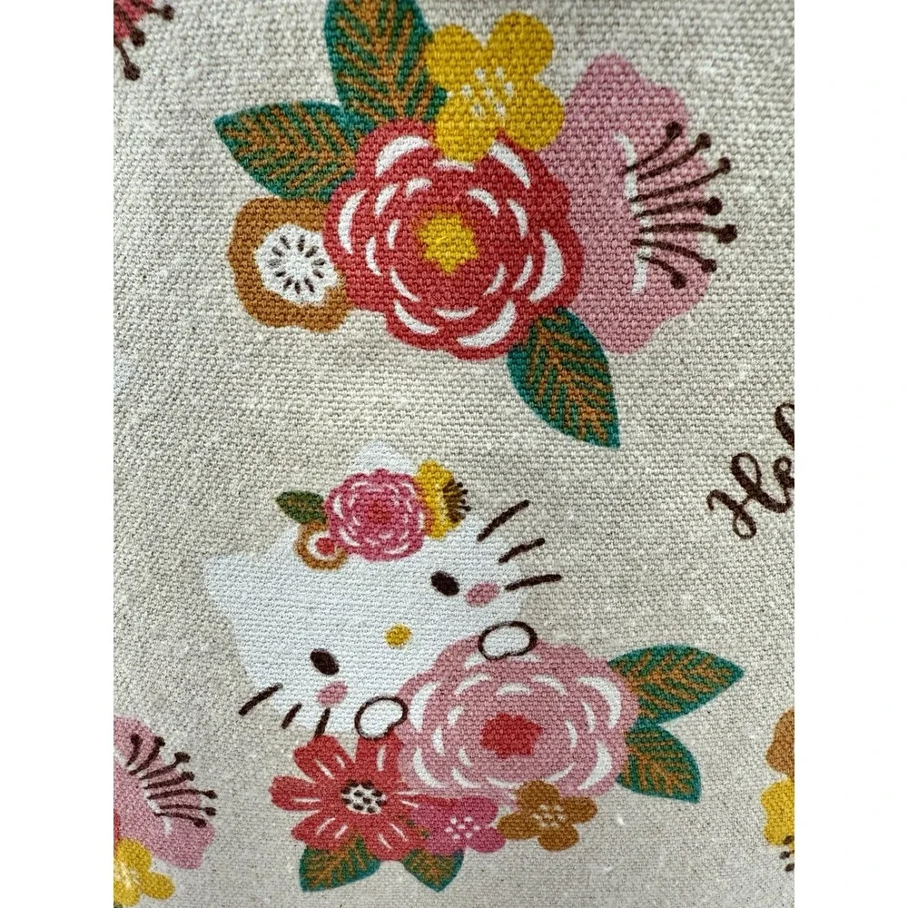 Hello Kitty‎ Floral Canvas Tote Bag w/ Pin Badge 13x10x6 Sanrio 2024